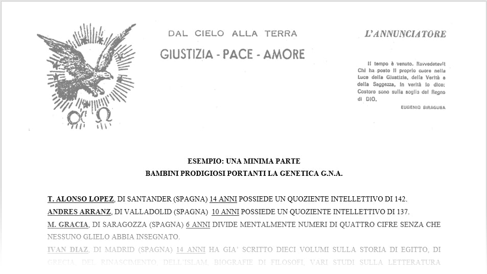 Una minima parte dei bambini prodigiosi portanti la genetica G.N.A.